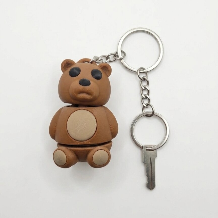 Flexi Sitting Bear Keychain